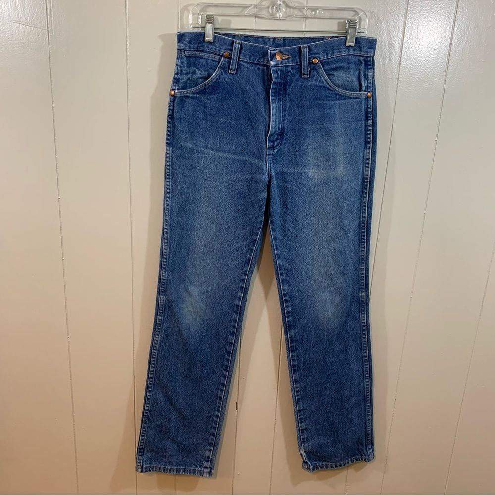 Wrangler Blue Vintage Cowboy Men's Straight Leg High Rise 5 Pocket Jeans 31 x 32